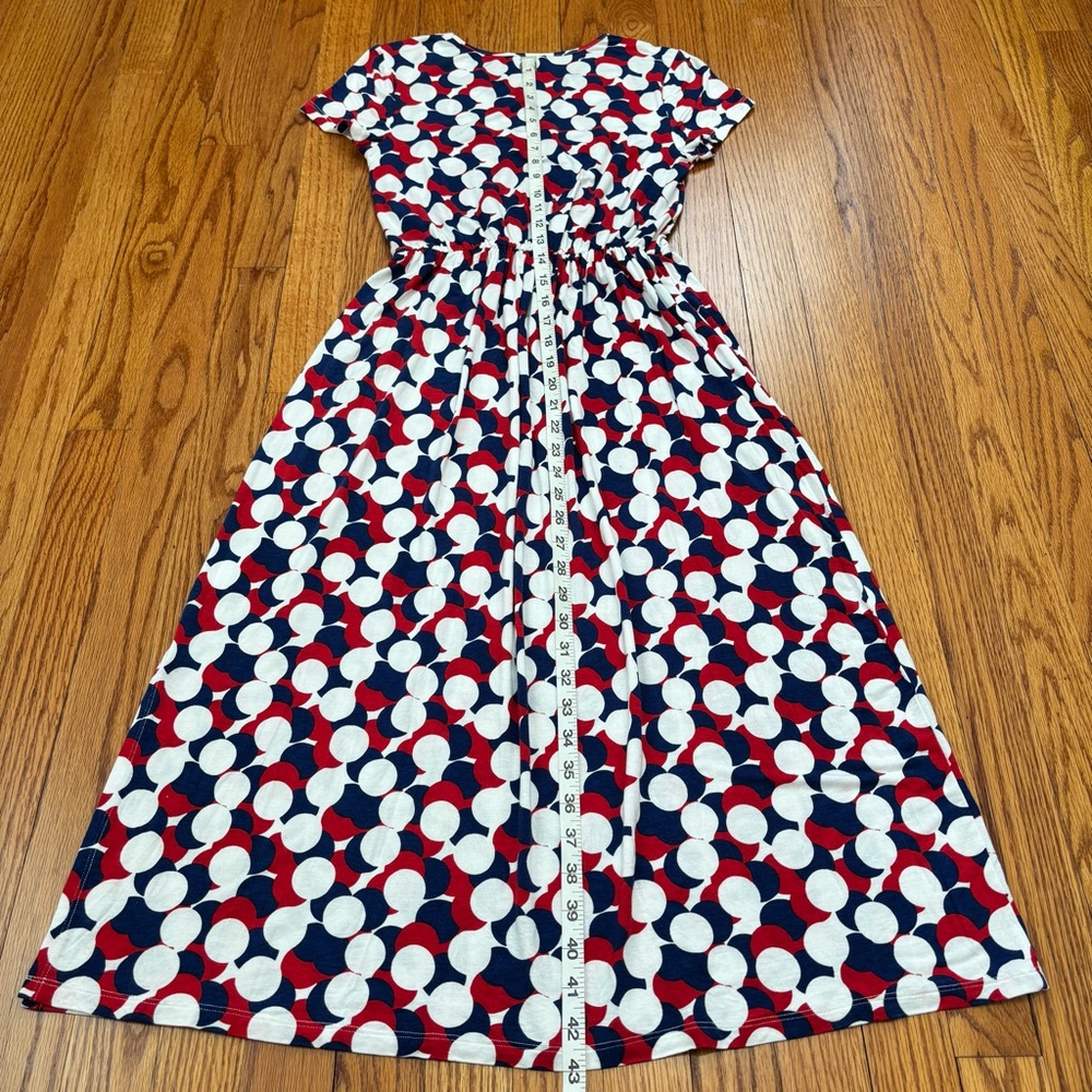 Modcloth short sleeve red navy white bold polka dots wrap V-neck pull over dress - Picture 16 of 16